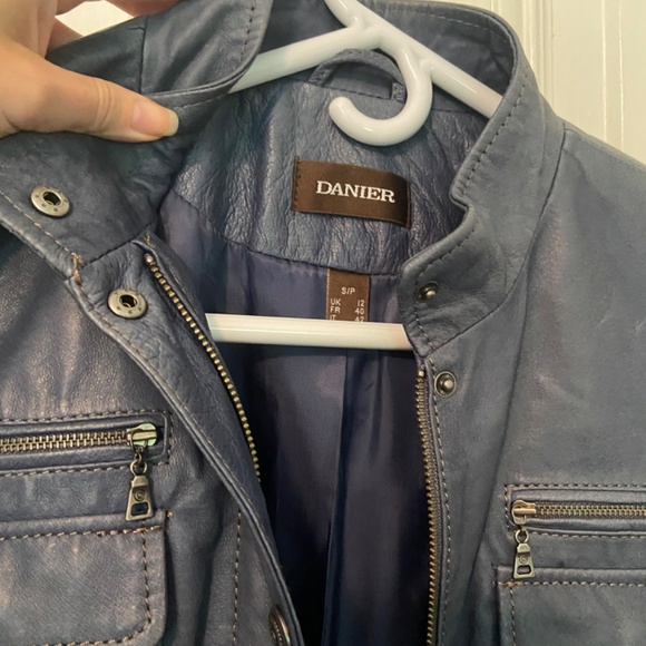 Danier Blue Leather Jacket - Picture 2 of 4